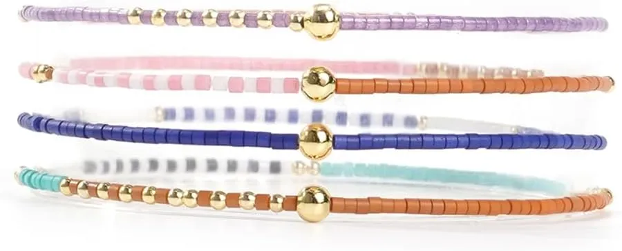 4PCS/set Colorful Crystal Drawstring Bracelets for Women,Charm Beads Friendship Good Luck Handmade Fashion Jewelry Gifts
