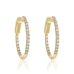 .51 Cttw Round Diamond Inside out Oval Hoops set in 14k Yellow Gold