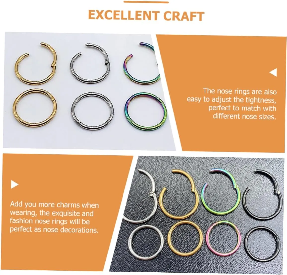5pcs Closed Nose Ring Nose Rings Nose Hoops Nose Piercing Jewelry Fake Nose Ring Nose Jewelry Body