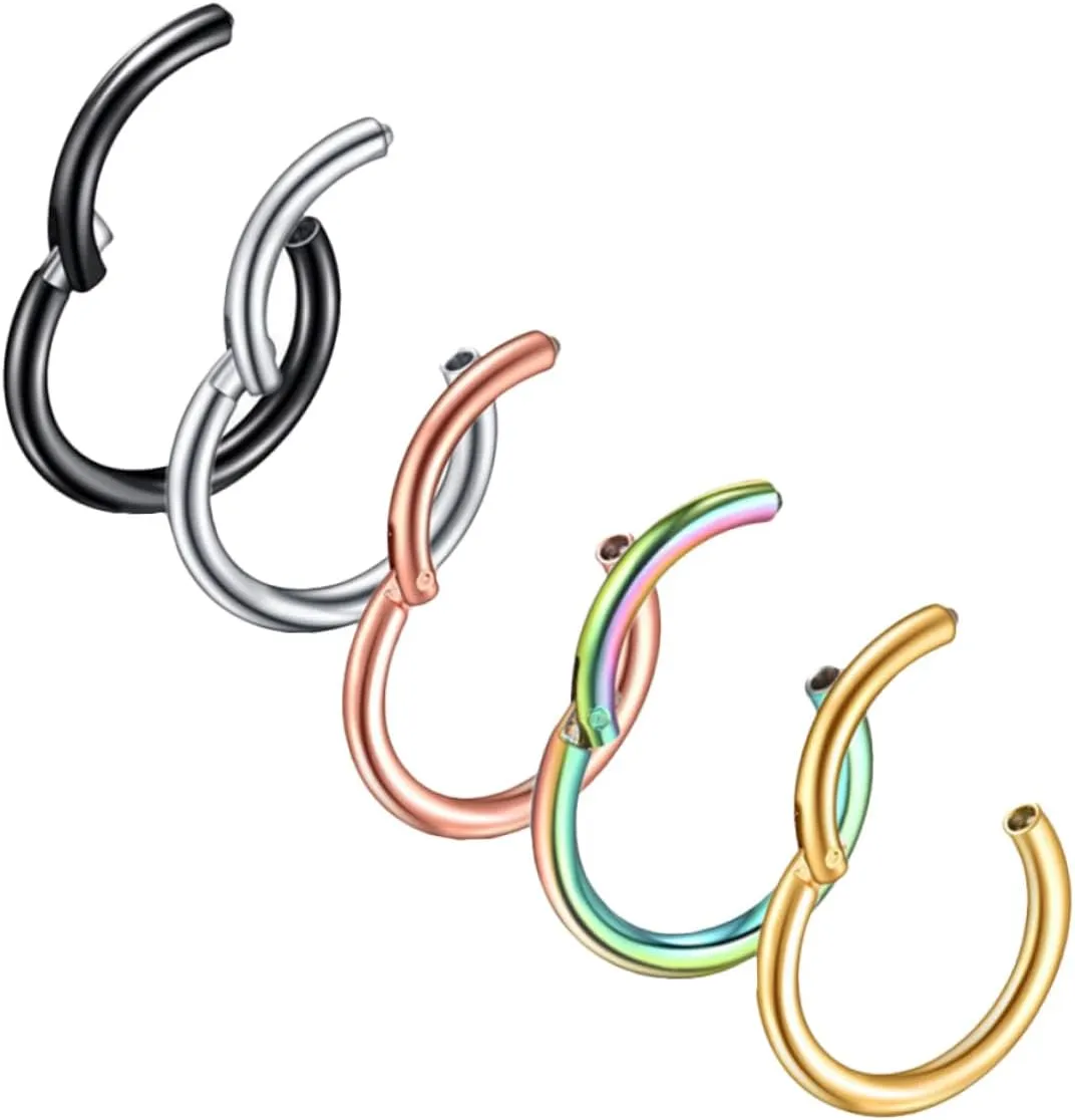 5pcs Closed Nose Ring Nose Rings Nose Hoops Nose Piercing Jewelry Fake Nose Ring Nose Jewelry Body