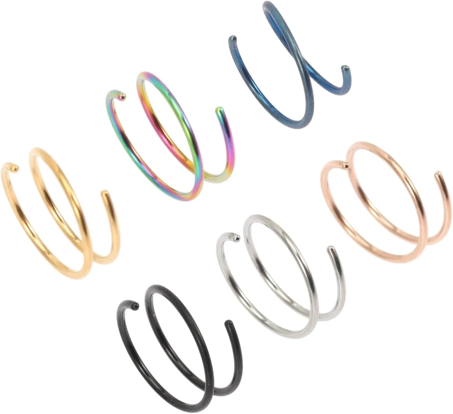6pcs Spiral Nose for Women Stainless Steel Jewelry Hoops Steel Comfortable Easy to Wear Nose Decoration