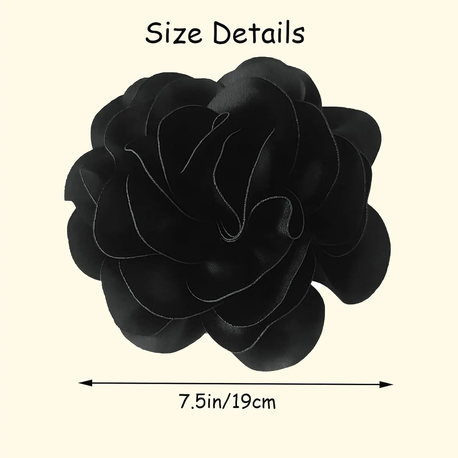 7.5in Dainty Satin Fabric Rose Flower Brooch, Camellia Flower Brooches and Pins Extra Large Fabric Flower Brooch Pins for Women Wedding Party Dance Dress Clothes Accessories