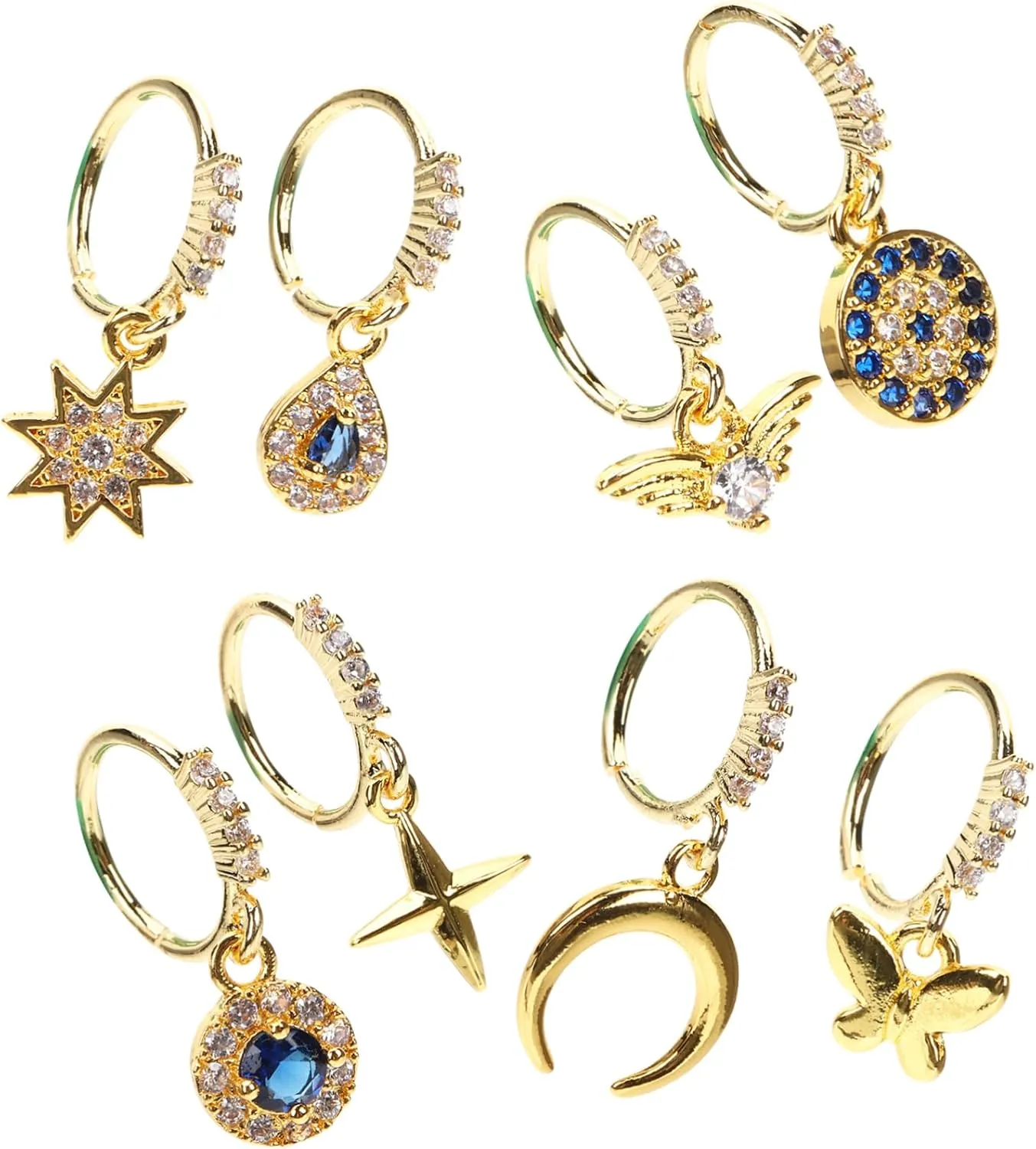 8Pcs Non Pierced Nose Rings Alloy Septum Hoops and Creative Nose Jewelry Wings Design Unique Nose Hoops for Women and Men