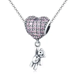 925 Sterling Silver Bear Balloon Bracelet With Zirconium Diamond Beads Style - Bead   Chain