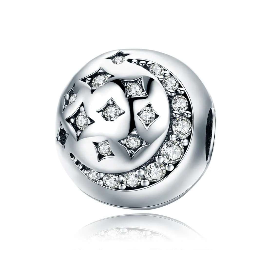 925 Sterling Silver Exquisite Star Diamond Beads For Diy Bracelets & Necklaces