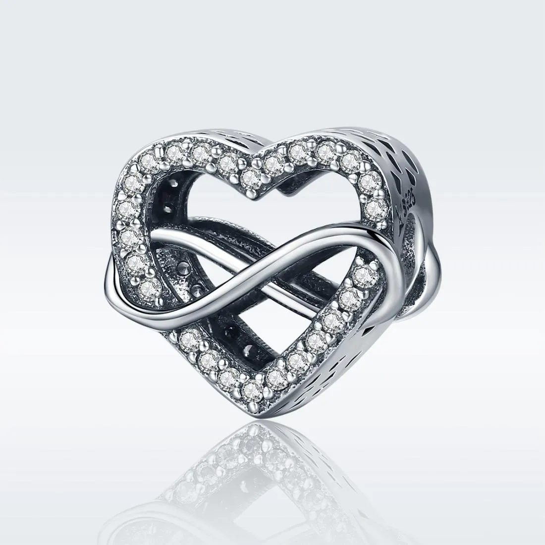 925 Sterling Silver Heart Diamond Beads For Diy Bracelets