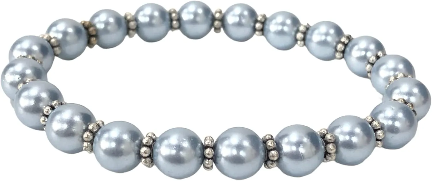 AAA Natural " SHELL PEARL" Gemstone 8mm Round Beaded Stretchable Elastic Bracelet With Chakra , Happy Mood Bracelet ,Handmade Designer Bracelet,Relax Anxiety Bracelet ,Friendship ,Couple Bracelet ,Unisex Bracelet