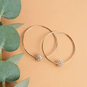 Acadia Gold Faceted Stone Fireball Hoop Earrings
