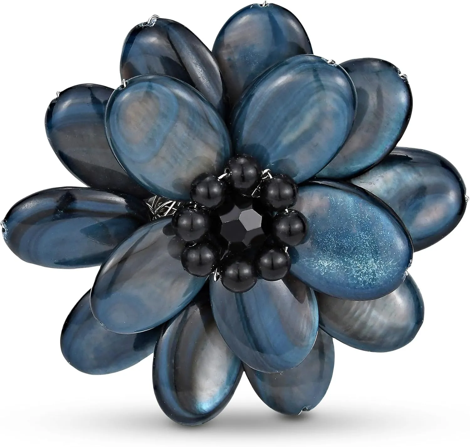 AeraVida Elegant Gray Lotus Mother of Pearl Floral Pin or Brooch | Lotus Jewelry for Women | Floral Brooches