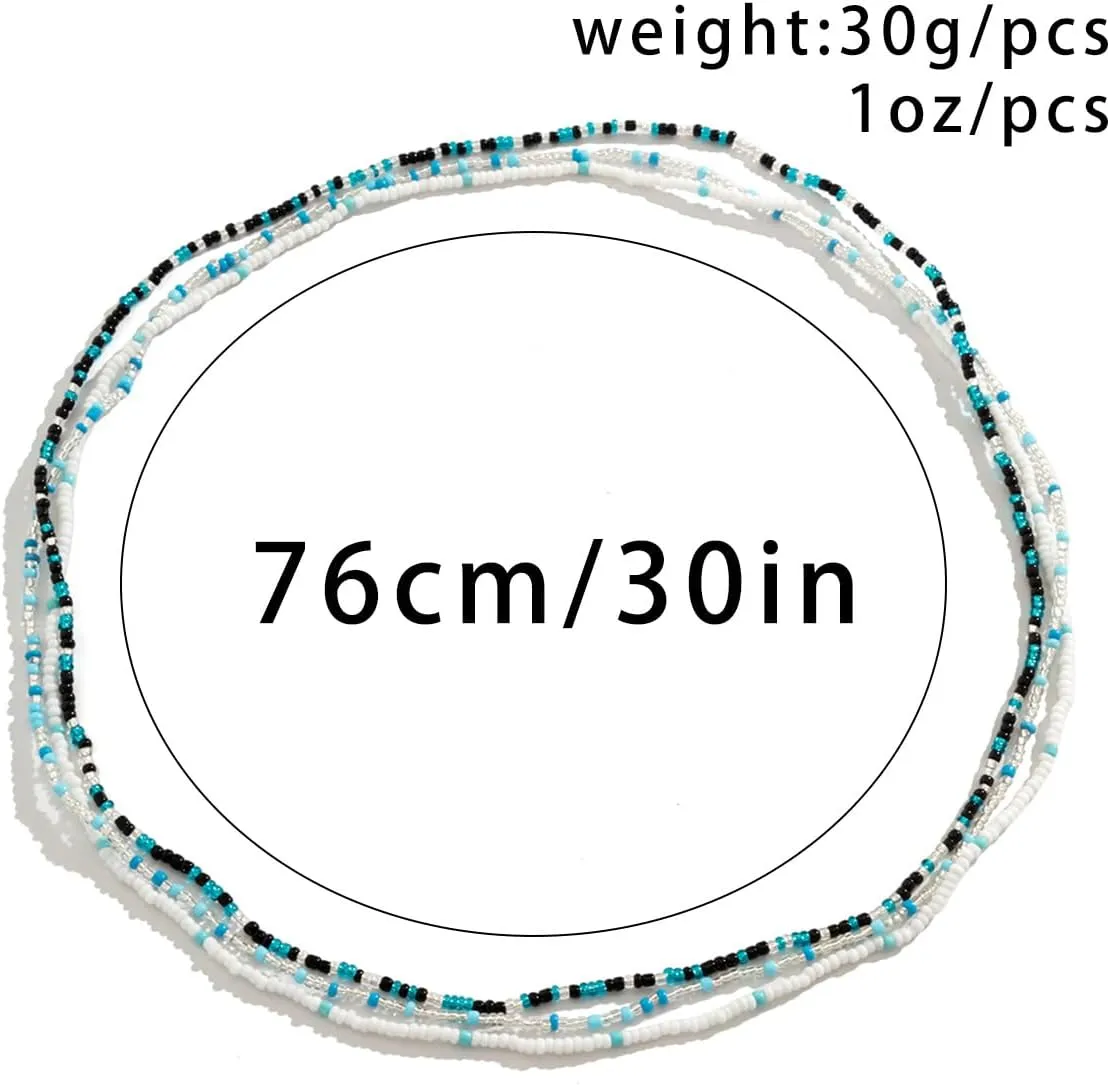 African Waist Beads For Women Colorful 3PCS Layered Belly Body Chain Beach Bikini Waist Jewelry Body Accessories For Women