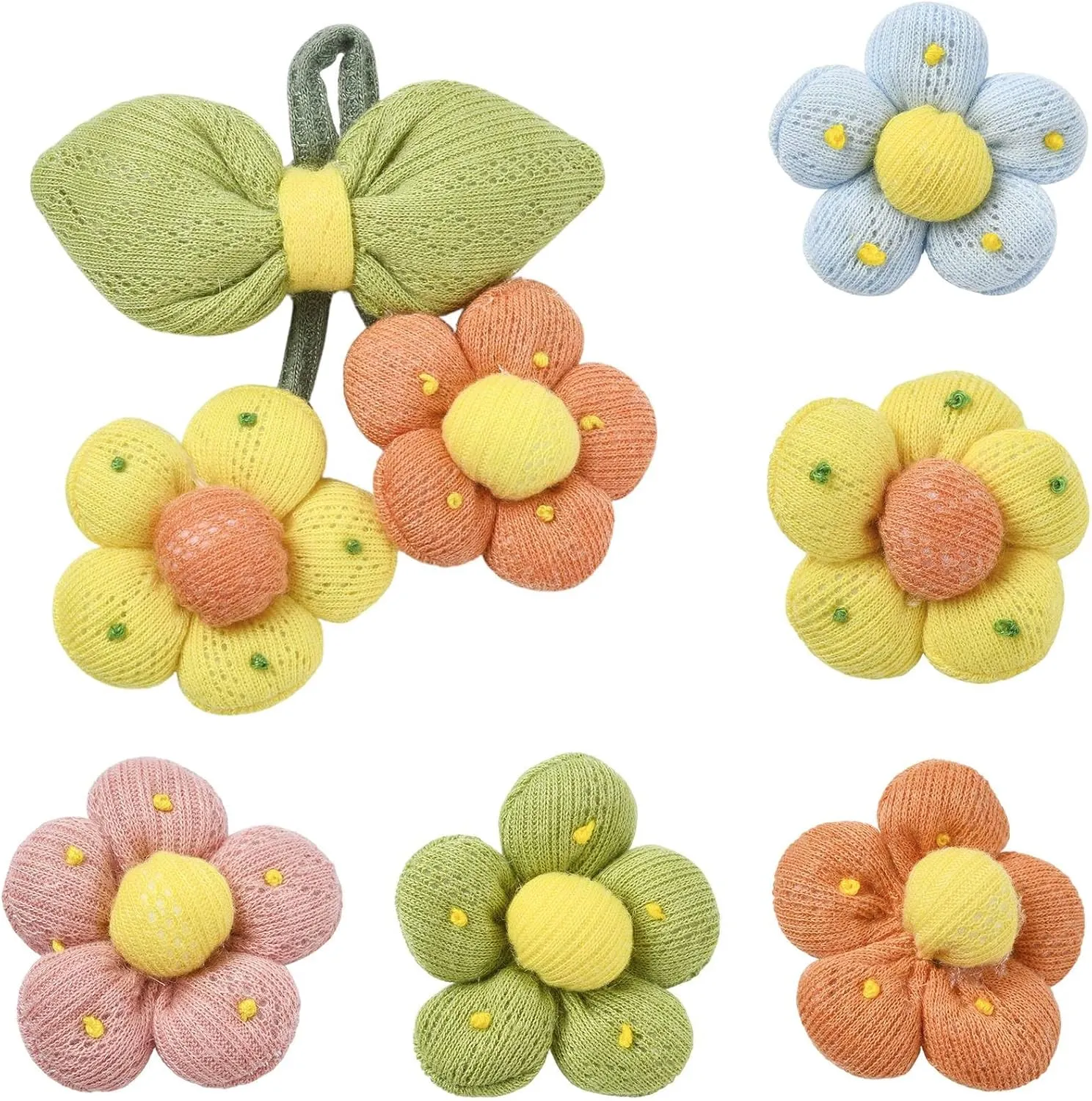 Airssory 6 Pcs Cute 3D 5-Petals Flower Brooches Lapel Pins Fabric Flower Brooch for Backpack Party Dance Banquet Dress Suit Clothes Accessories