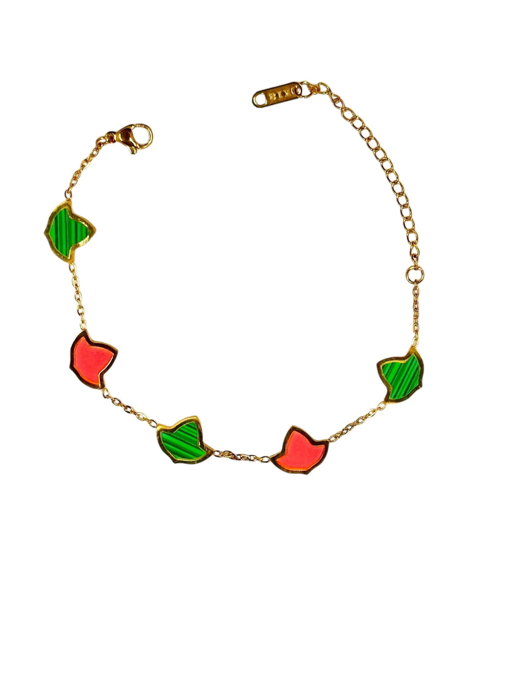 AKA Ivy Leaf Pink and Green Gold Bracelet