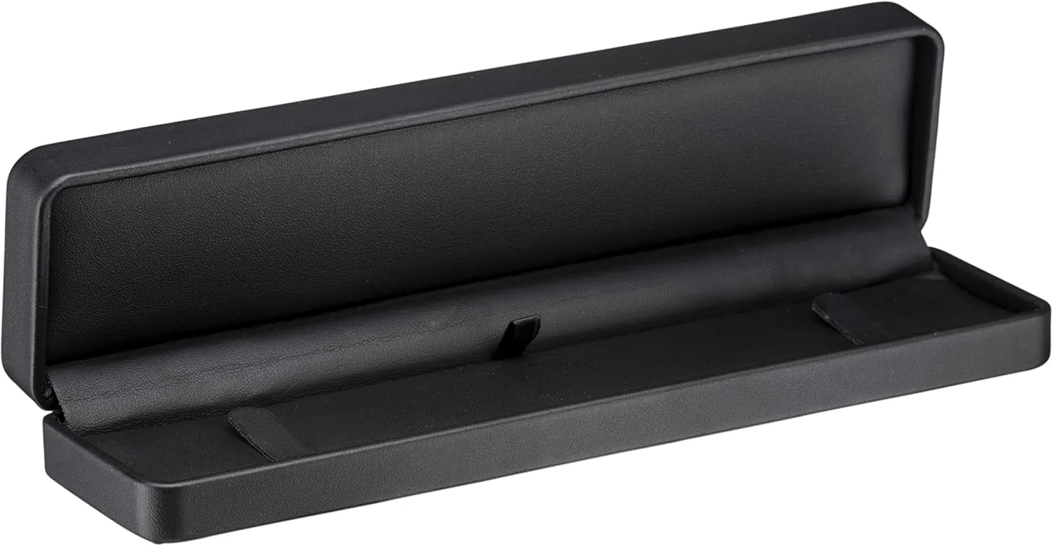 ALLURE - Rich Leatherette Bracelet Box, Premium Black Luxury Diamond Bracelet Case, Soft Velvet Interior. With Matching Black Interior Leather Ideal for Proposals, Engagement, Wedding Anniversary