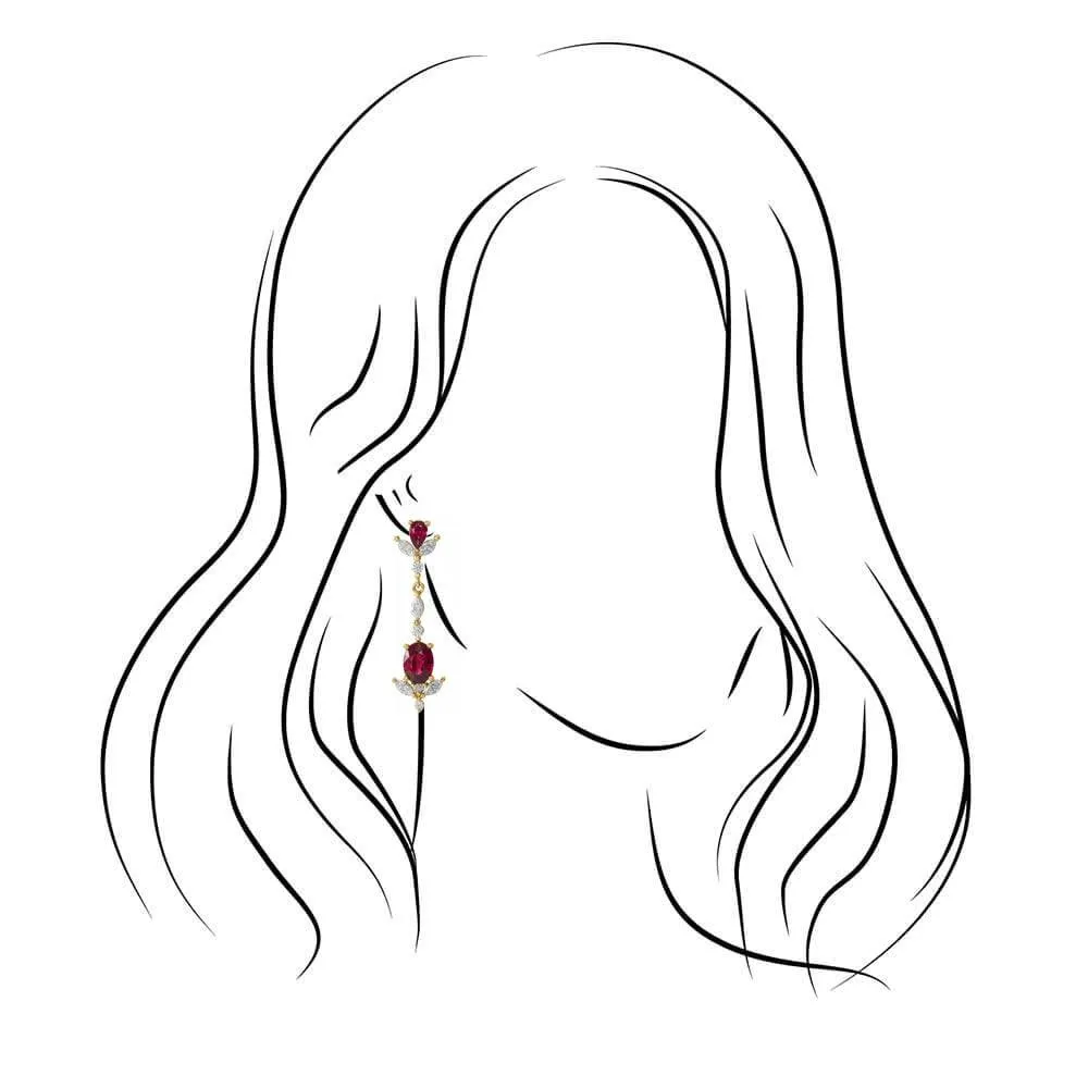 Amazing Natural Ruby & Natural Diamond Dangle Earrings