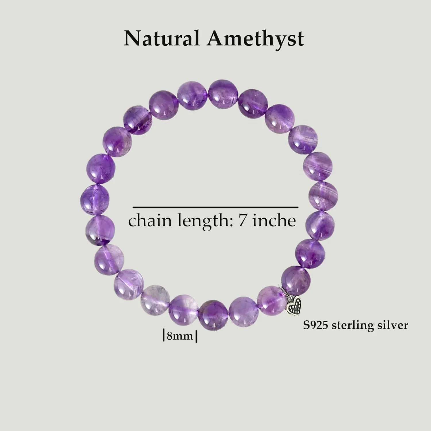 Amethyst Bracelet Purple Jewelry Womens Heart Beaded Bracelets Crystals And Healing Stones Bracelets for Women Charm Bracelets As Gifts for Women Girls