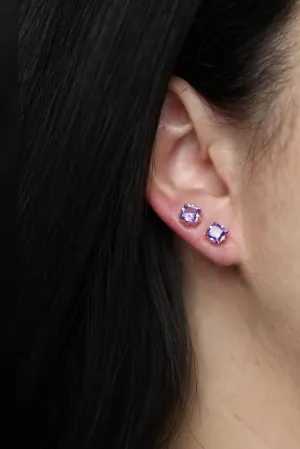 Amethyst Square Silver Earrings