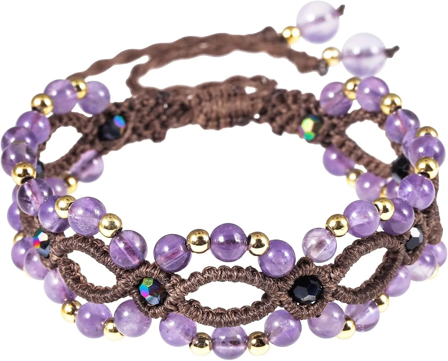 Amogeeli Stone Beads Bracelets Jewelry with Adjustable Braided Wax Cord Healing Crystal Amulet for Women