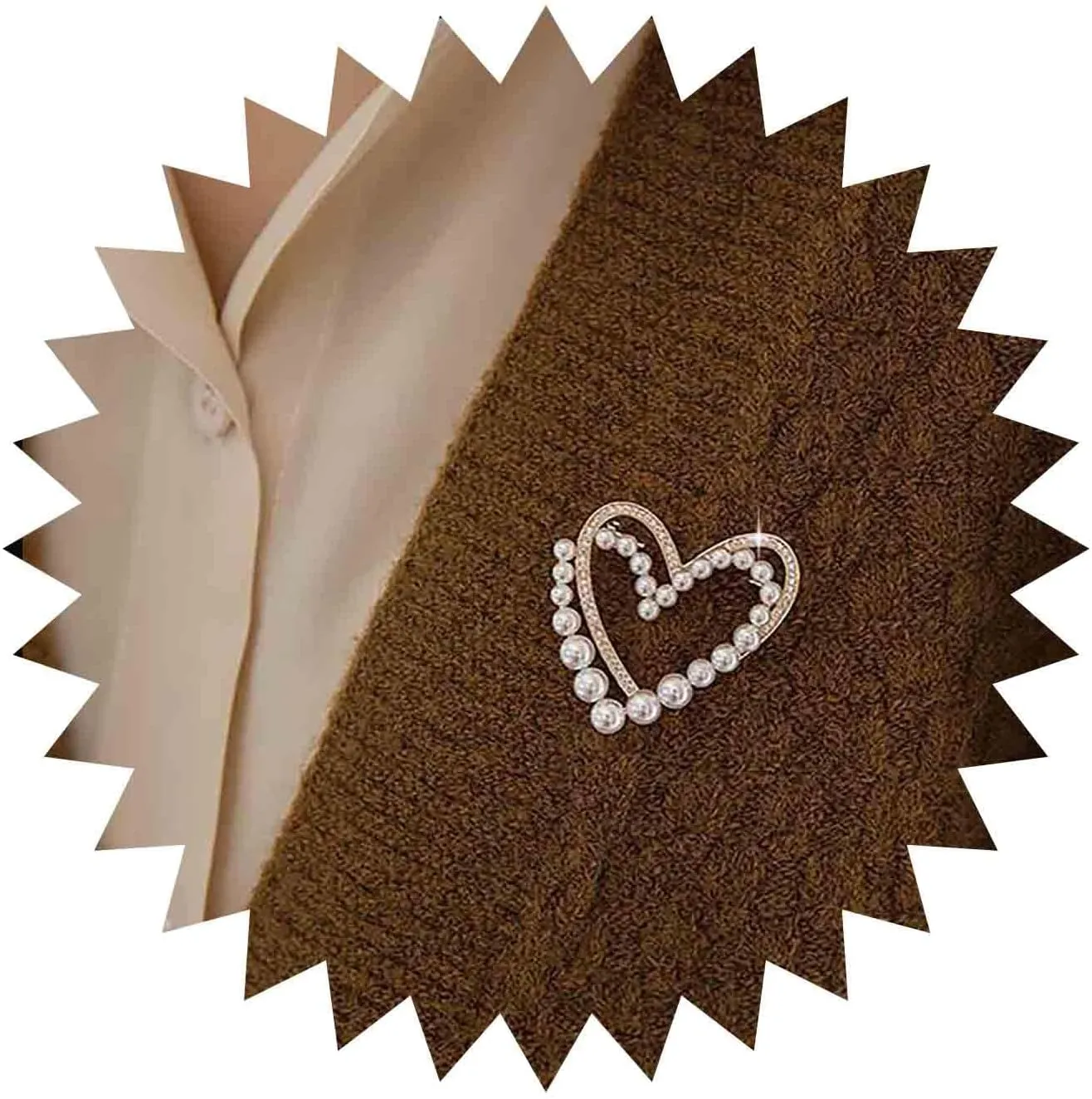 Andelaisi Boho Crystal Heart Brooch Pin Gold Rhinestone Heart Brooch Vintage Pearl Love Heart Brooch Lapel Pin Wedding Pearl Cz Heart Lapel Pins Brooch Jewelry for Women and Girls