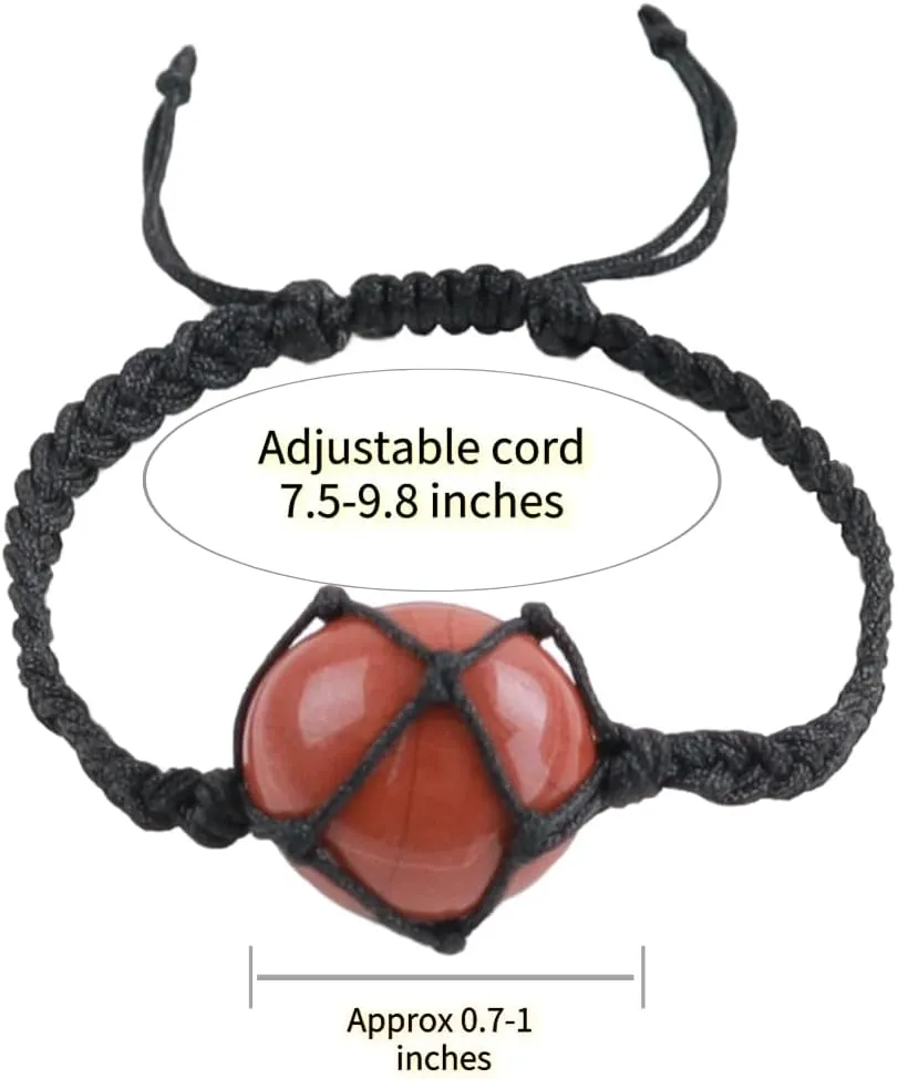 Anjiucc Handmade Healing Crystal Bracelets Natural Gemstone with Adjustable Rope for Women Men