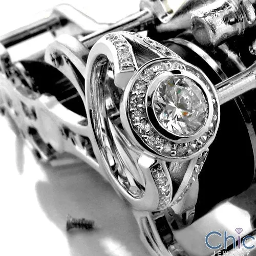 Anniversary Round 1 Ct Bezel Ct Halo Cubic Zirconia Cz Ring