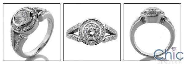 Anniversary Round 1 Ct Bezel Ct Halo Cubic Zirconia Cz Ring