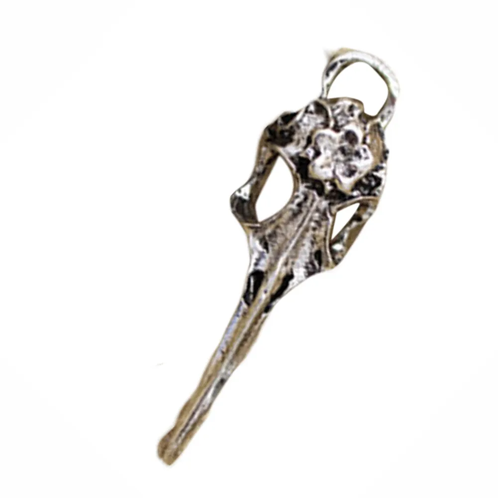 Antique Silver Vintage Alloy Gothic Bird Skull Pendant Necklace for Women