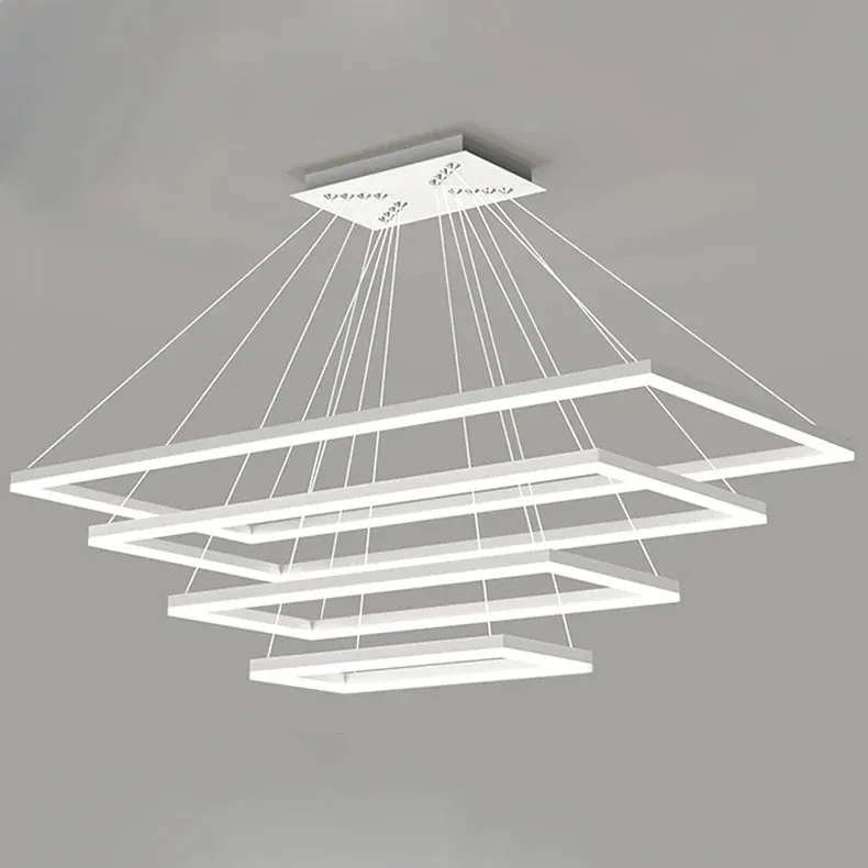 Aoede - Tiered Hanging LED Rectangle Modern Chandelier