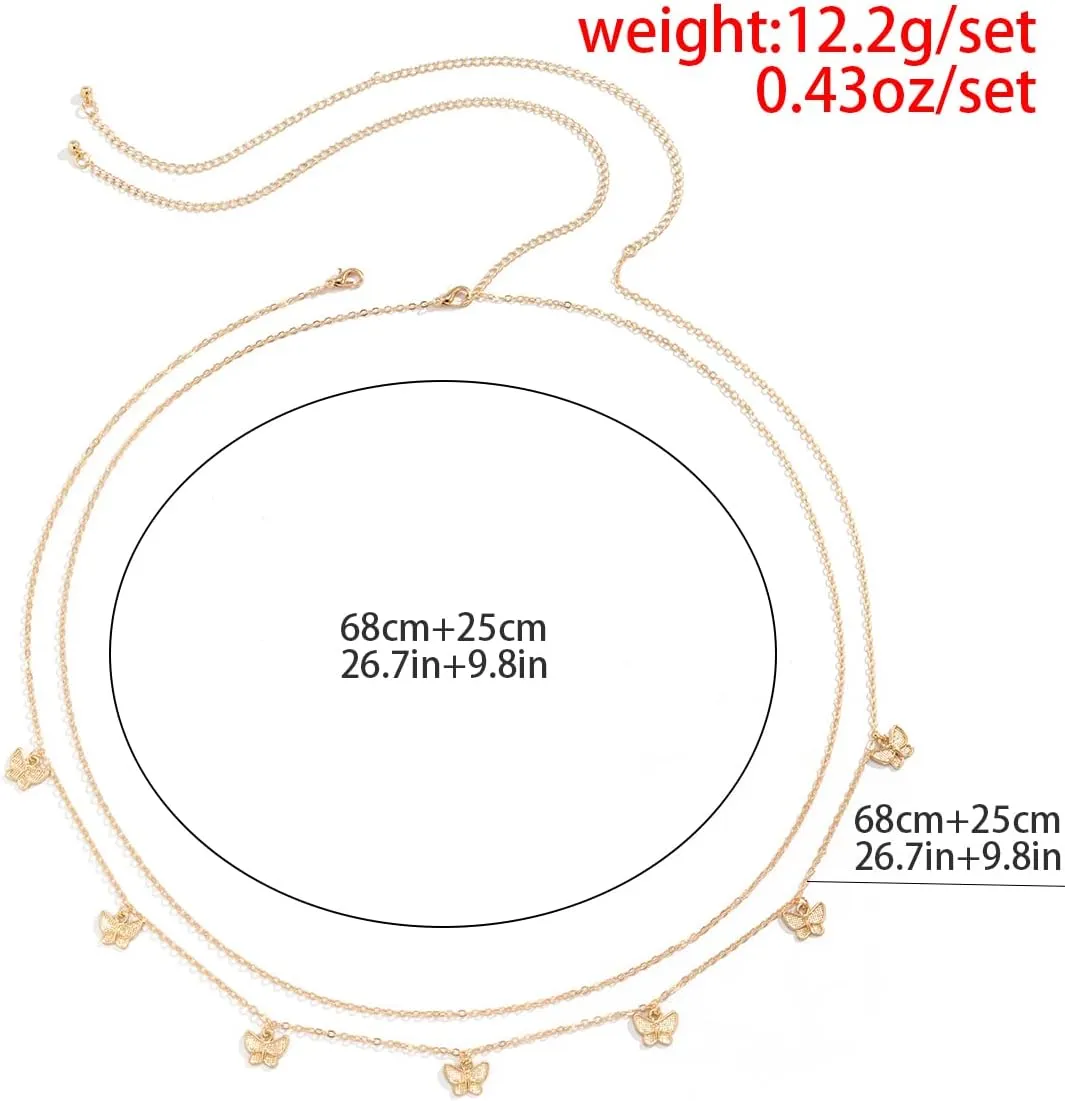 AoedeJ Silver Gold Layered Waist Chain Belly Jewelry Summer Beach Body Chains for Women