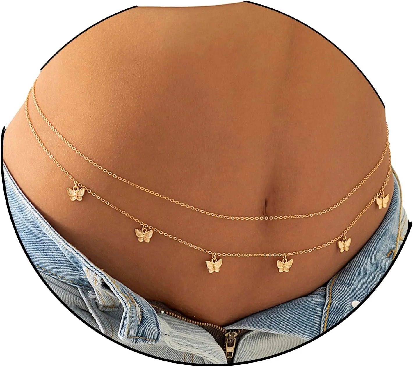 AoedeJ Silver Gold Layered Waist Chain Belly Jewelry Summer Beach Body Chains for Women