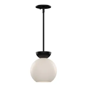 Arcadia 8-in Black/Opal Glass 1 Light Pendant
