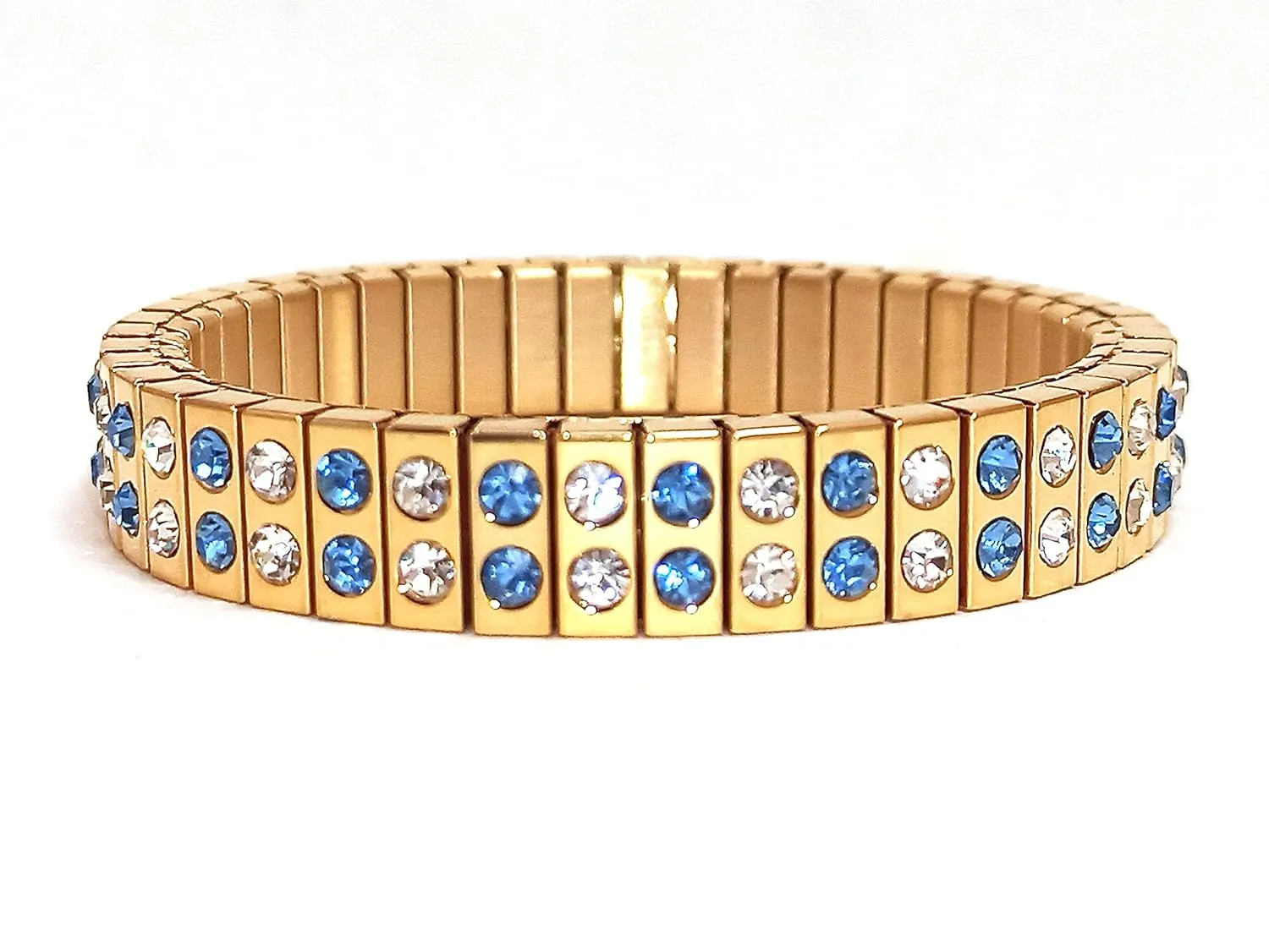 Artisan Gifts for women Blue Topaz bracelets Yellow GOLD Blue Bangle Bracelet Austrian Crystal Blue Bracelet Women Jewelry 96 Gems HANDSET Diamond Crystal Blue Bracelet HANDMADE Jewellery 2ct