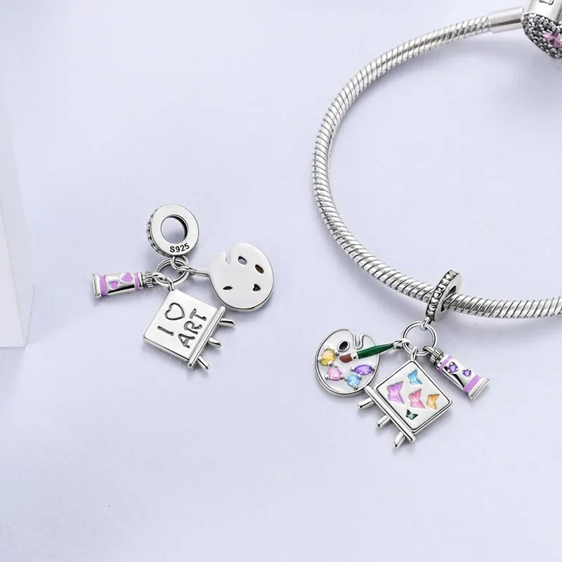 Artist's Palette & Easel Dangle Charm
