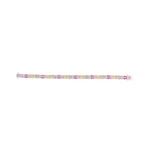 Asfour Tennis Bracelet In 925 Sterling Silver Stone Zircon Square And Round