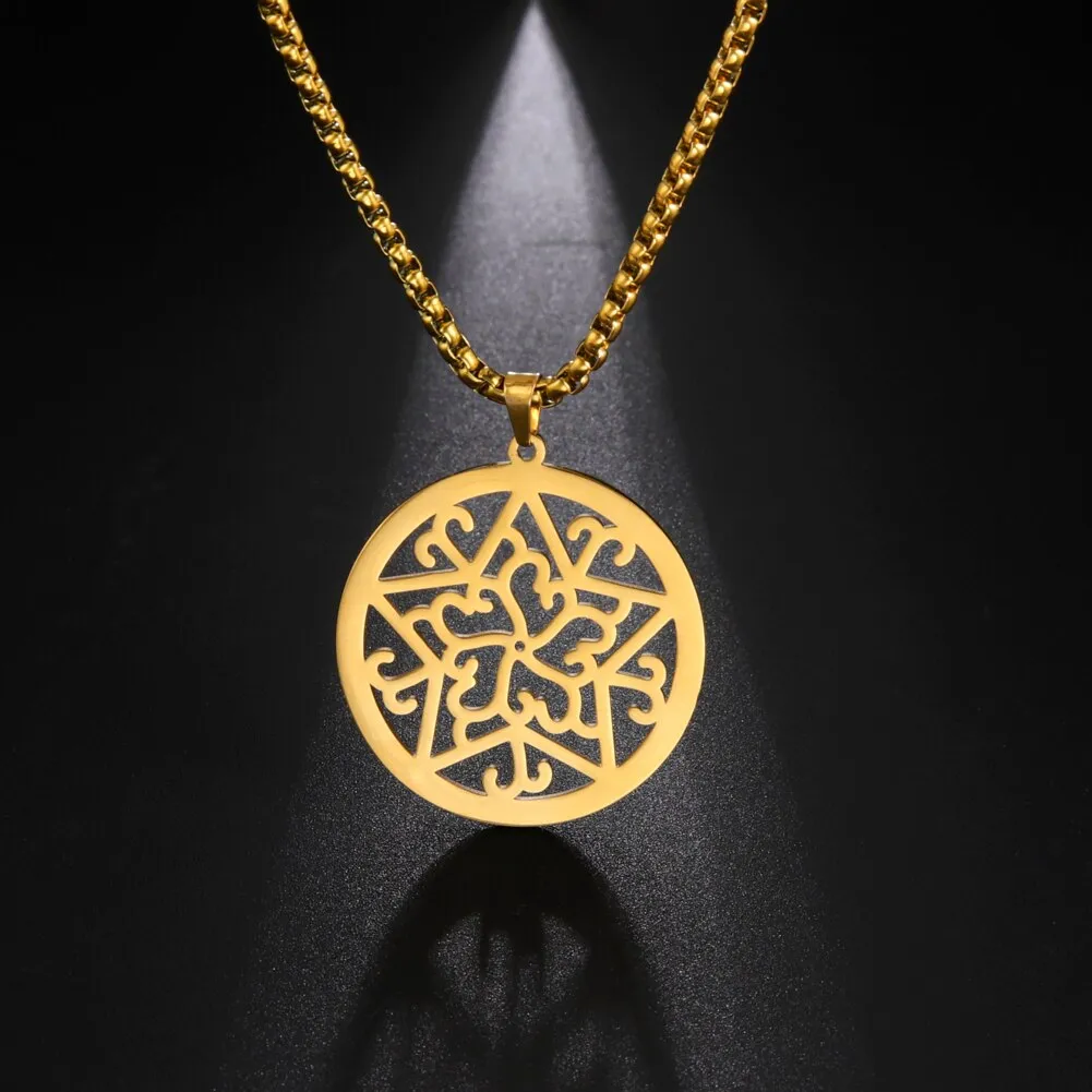 Ashore Shop Music Note Necklaces for Men Women Star Round Pendant Stainless Steel Necklace Choker Box Chain Fashion Party Jewelry