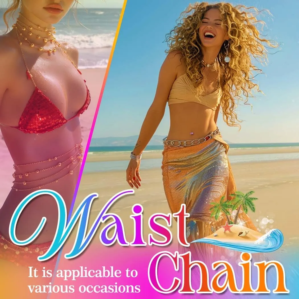 Asooll Layered Rhinestones Waist Chain Gold Butterfly Tassel Belly Body Chains Summer Bikini Beach Body Accessories for Women