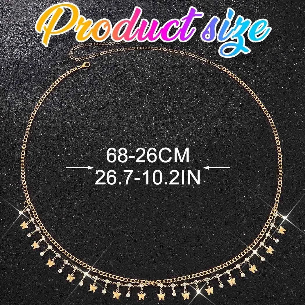 Asooll Layered Rhinestones Waist Chain Gold Butterfly Tassel Belly Body Chains Summer Bikini Beach Body Accessories for Women