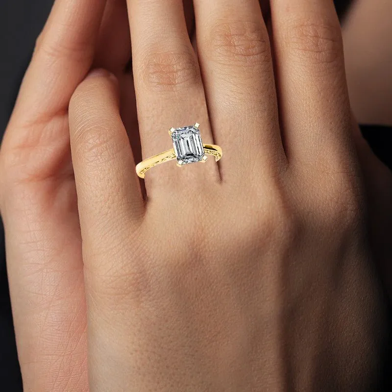 Astilbe - Emerald Lab Diamond Engagement Ring (IGI Certified)