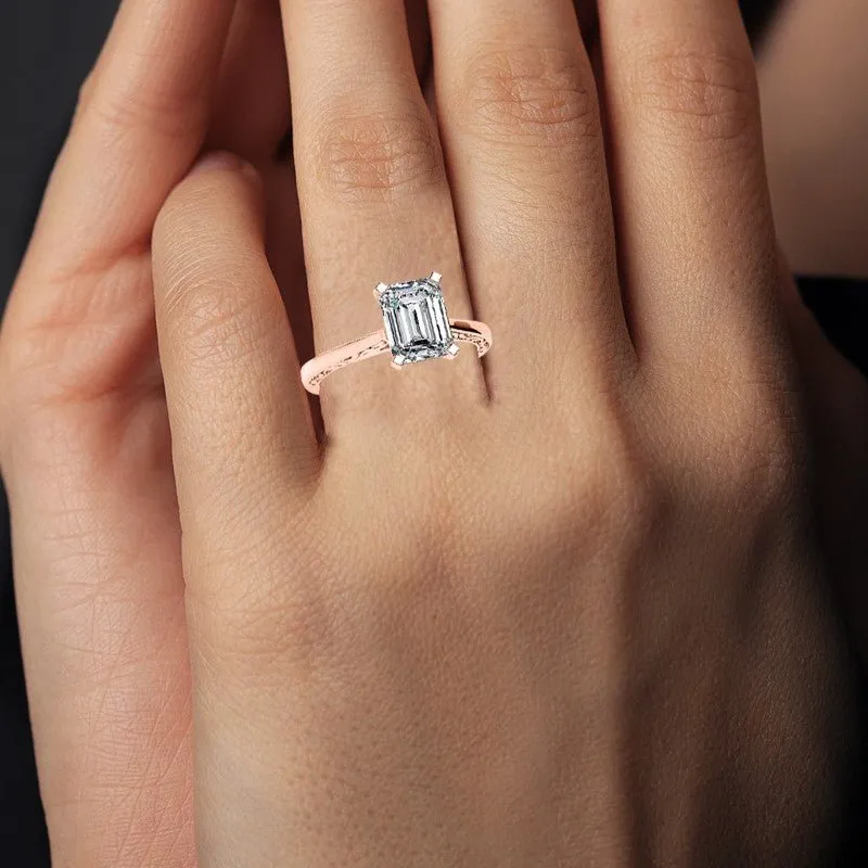 Astilbe - Emerald Lab Diamond Engagement Ring (IGI Certified)