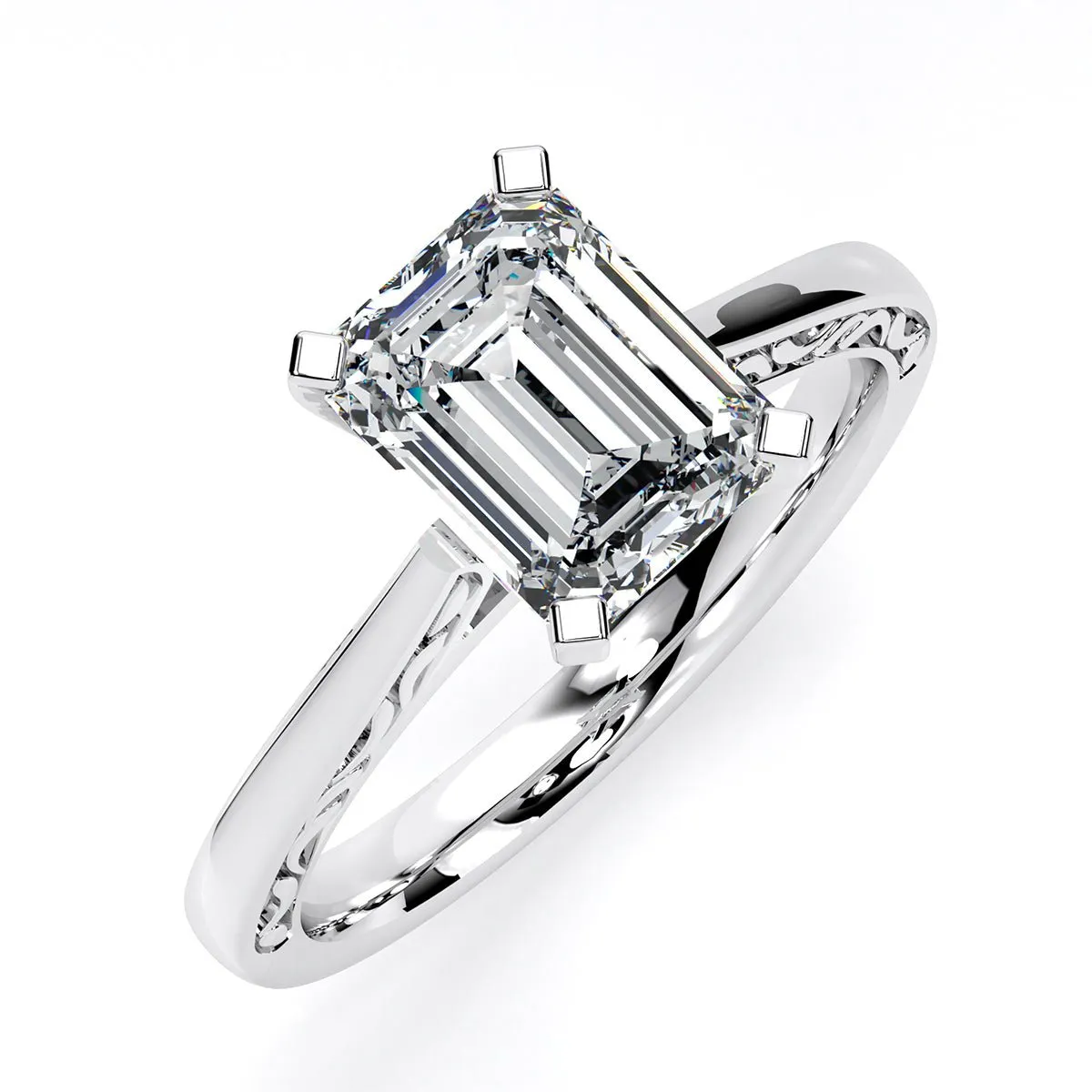 Astilbe - Emerald Lab Diamond Engagement Ring (IGI Certified)