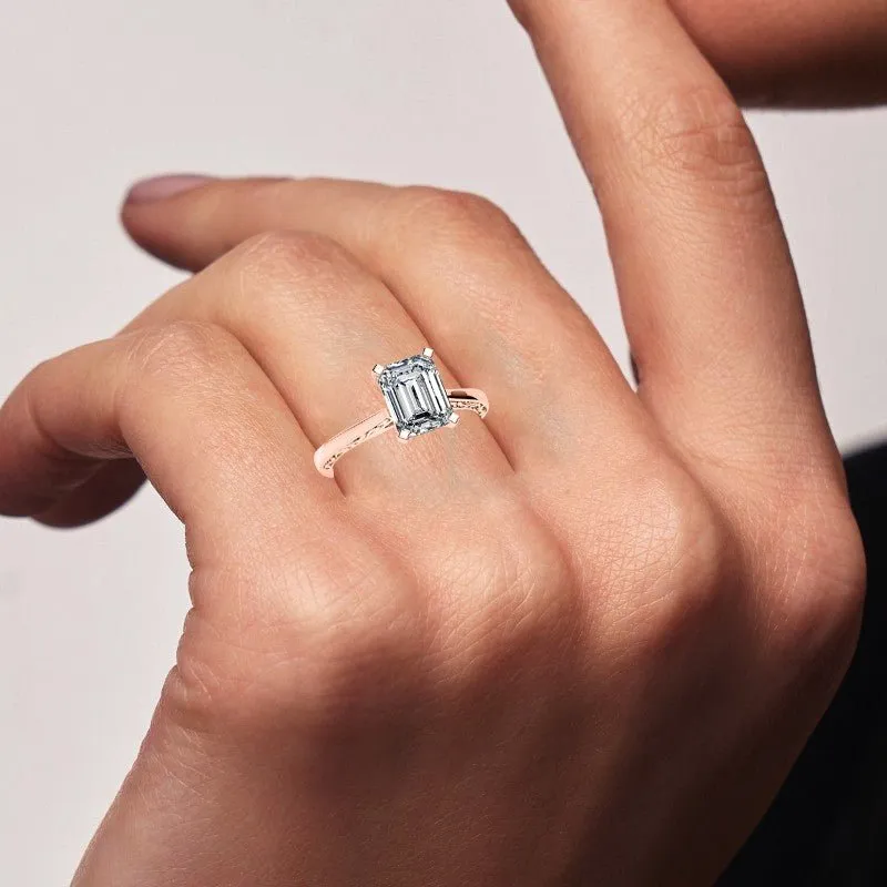 Astilbe - Emerald Lab Diamond Engagement Ring (IGI Certified)