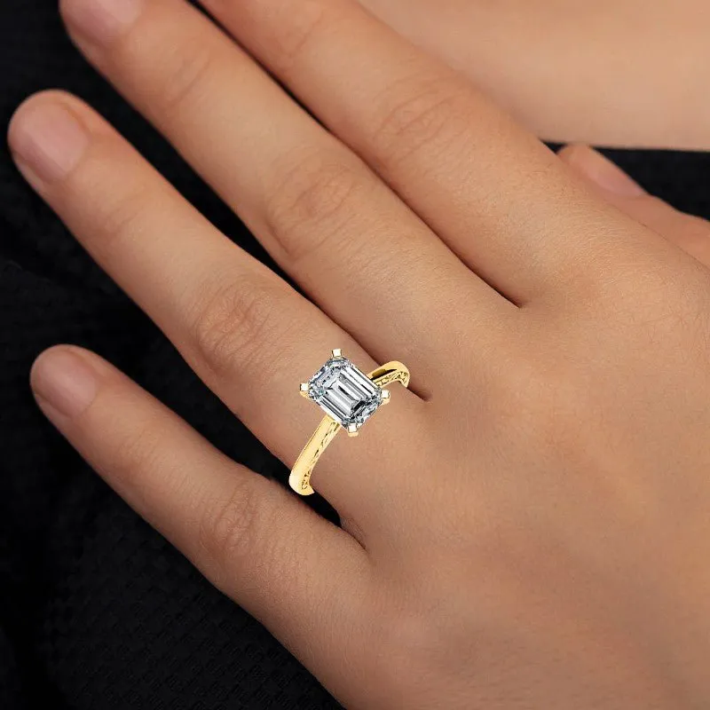Astilbe - Emerald Lab Diamond Engagement Ring (IGI Certified)