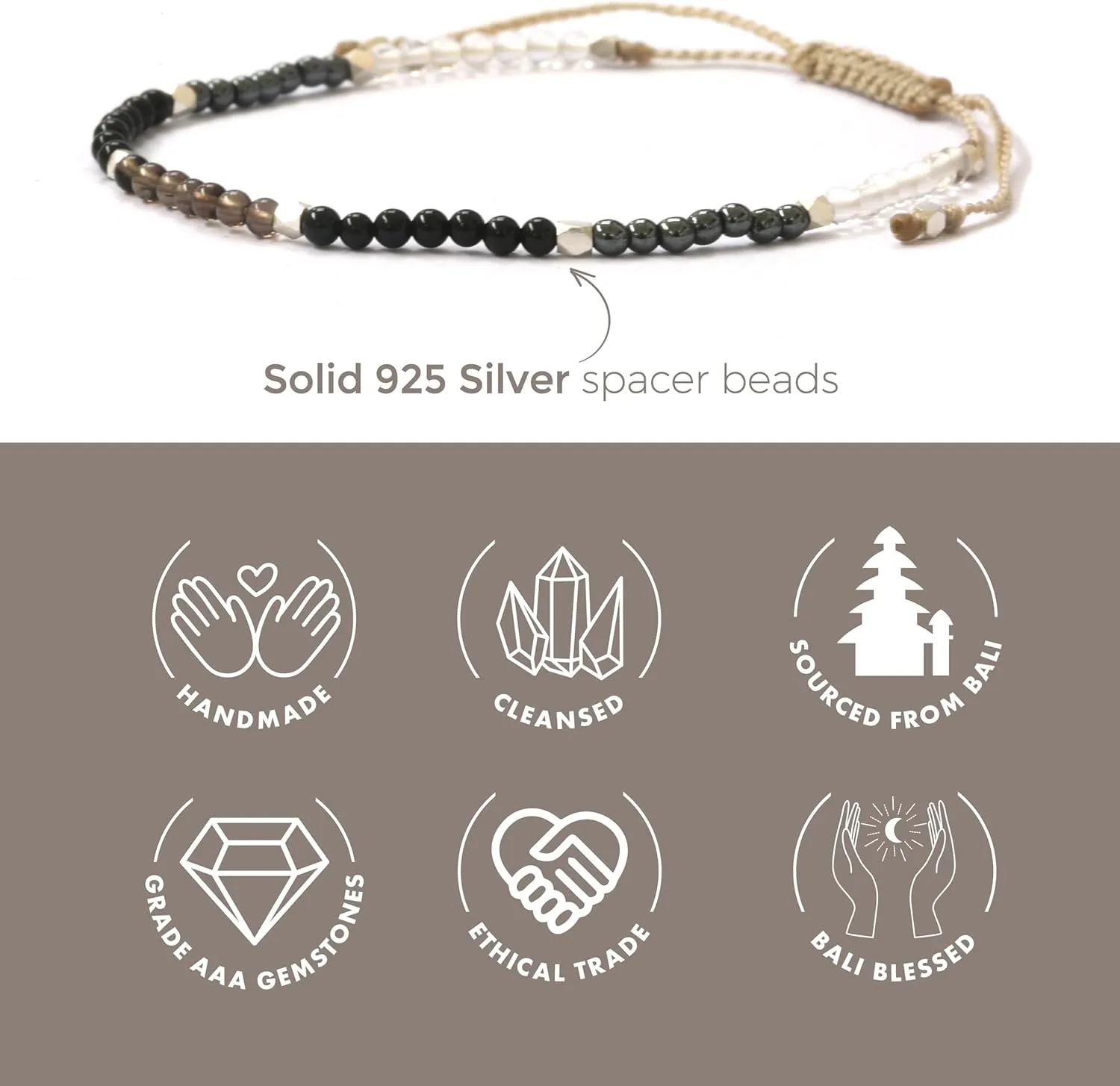 BALIPURA Aura Bracelet Collection for Women - 2mm SMALL (TINY) BEADS, Healing Crystals, Gemstones, and 925 Solid Silver Beads - Essential Women's Real Stone Bracelets