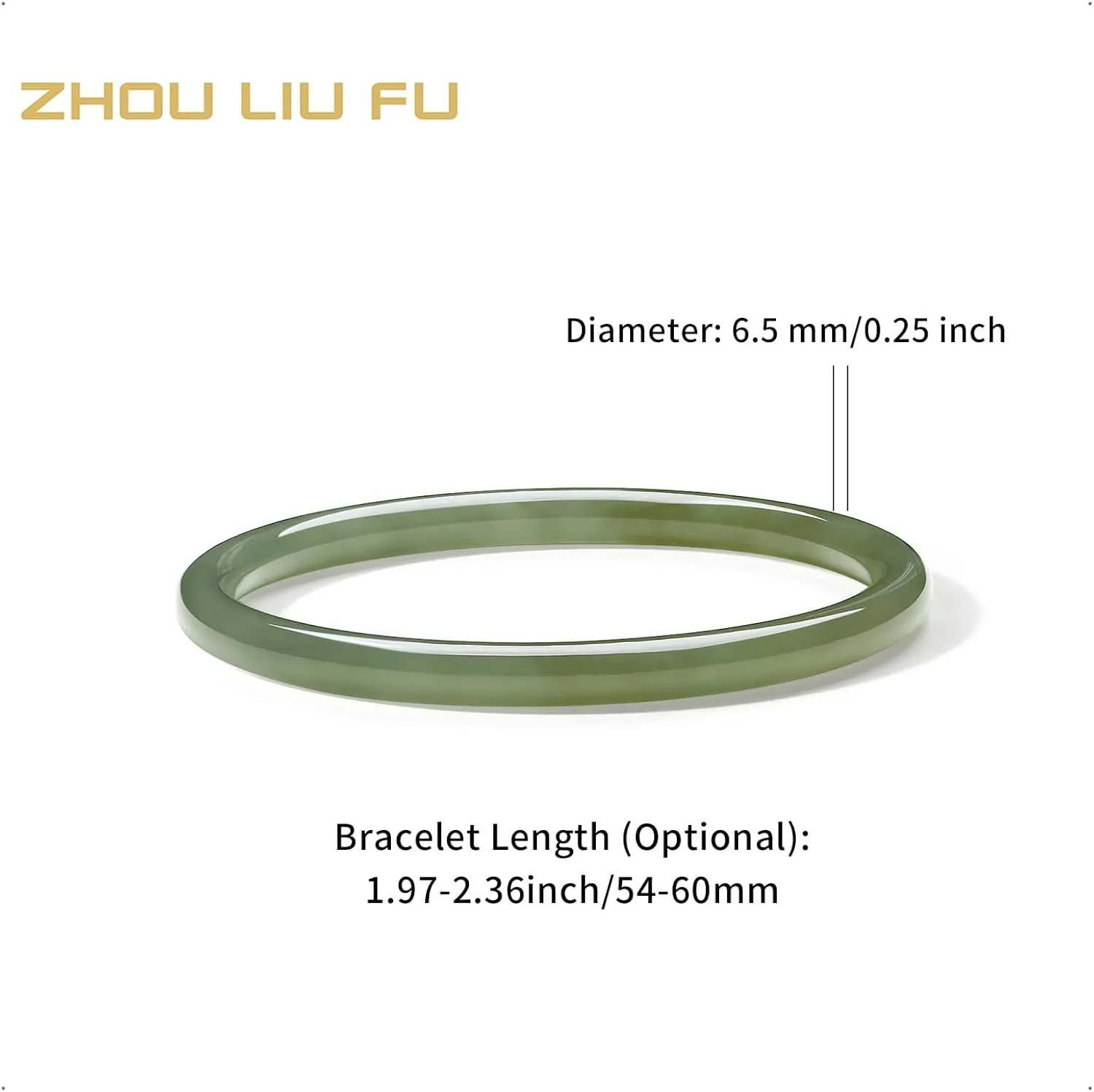 Bangle Bracelet Nephrite Hetian Green Jade Round Bracelet Natural Gemstone Lucky Dainty Jewelry for Women Mom Daughter Size 54(170)-60(230)