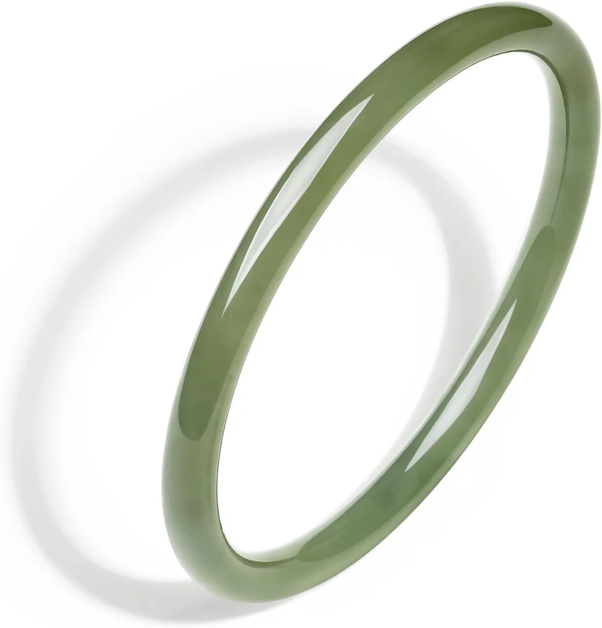 Bangle Bracelet Nephrite Hetian Green Jade Round Bracelet Natural Gemstone Lucky Dainty Jewelry for Women Mom Daughter Size 54(170)-60(230)