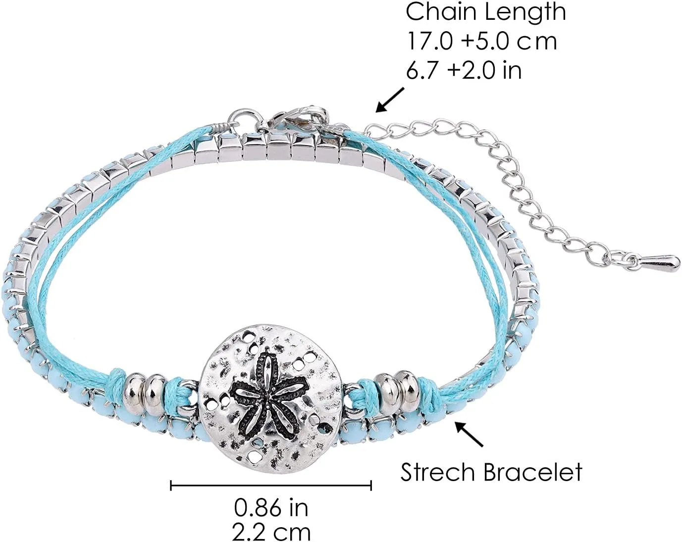 Beach Bracelets for Women Boho Starfish Turtle Conch Shell Anklets Turquoise Beaded Stretch Bracelets Adjustable Ankle Bracelets Chain Foot Jewelry for Women