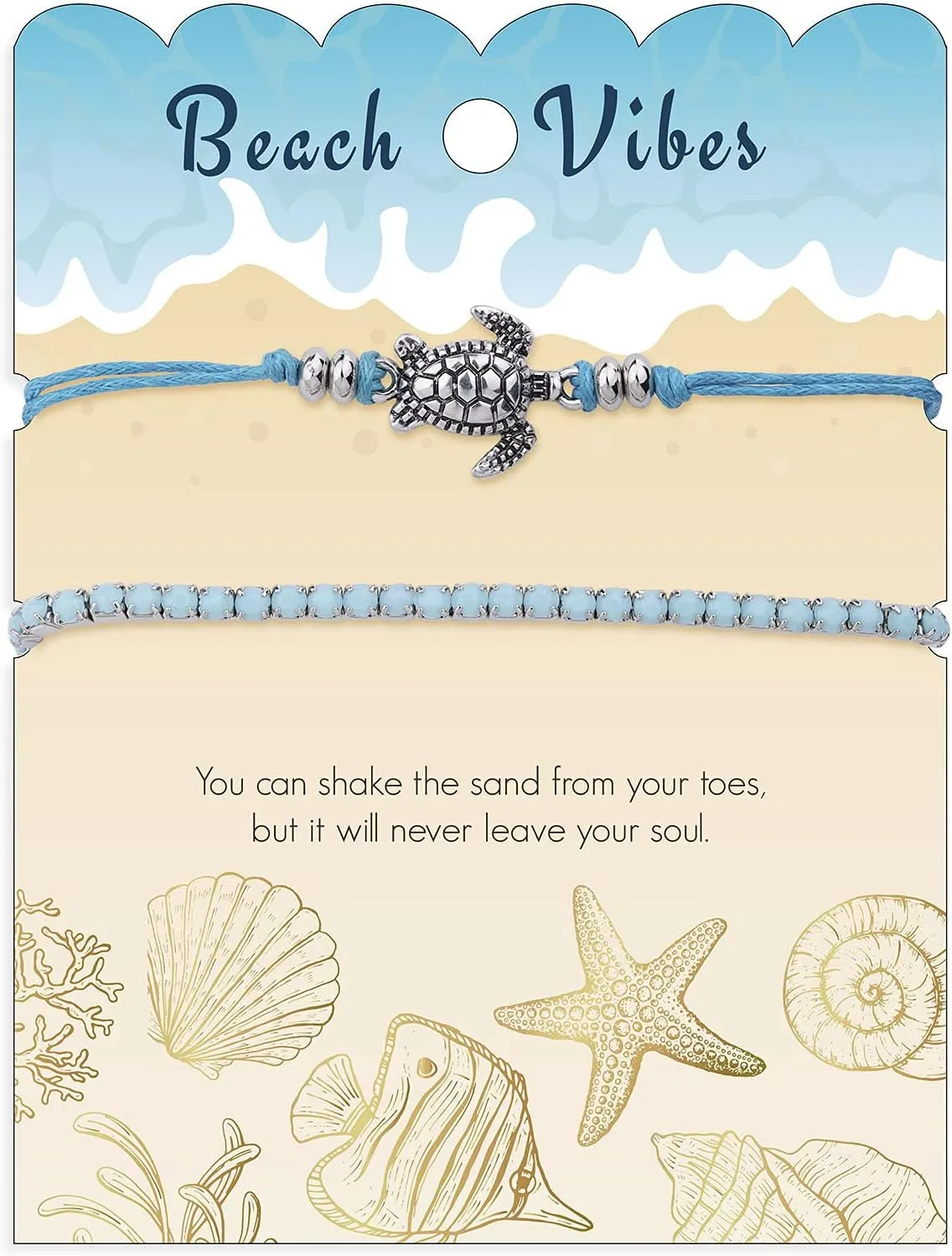 Beach Bracelets for Women Boho Starfish Turtle Conch Shell Anklets Turquoise Beaded Stretch Bracelets Adjustable Ankle Bracelets Chain Foot Jewelry for Women