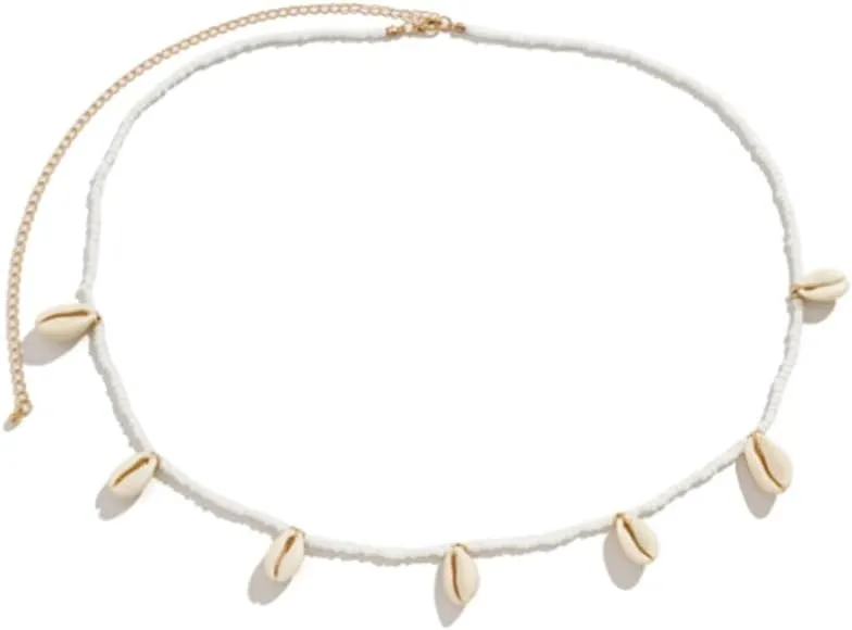 Beaded Shell Waist Chain Body Accessories for Women Teen Girls Beach Shell Belly Chain Belt Beads Waist Chain for Girls Summer Boho Waist Beads Chain