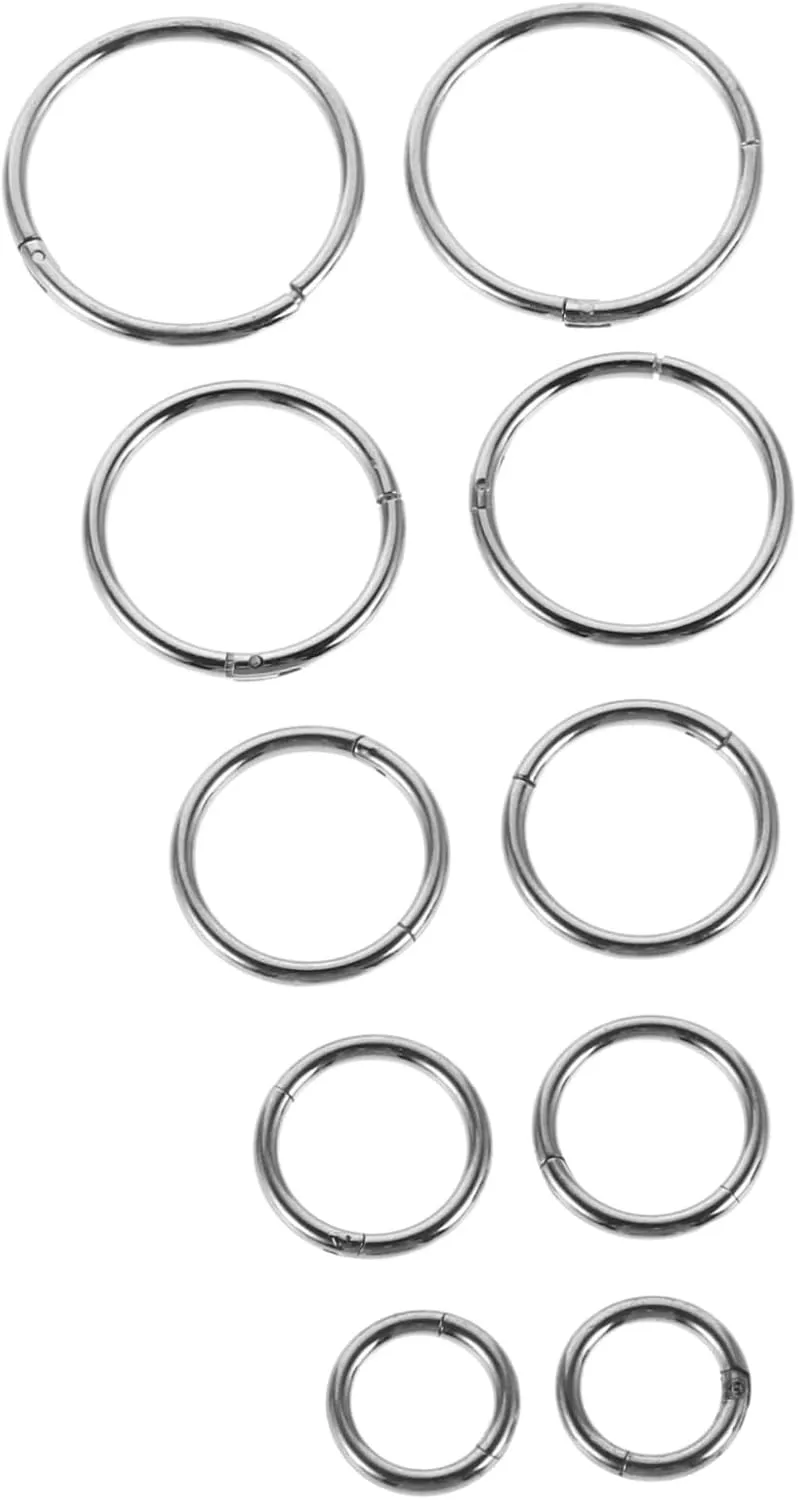 Beaupretty 10pcs Hinged Nose Rings Durable Stainless Steel Body Piercing Jewelry for Women Men Versatile Helix and Cartilage Accessories Comfortable Easy to Use Design