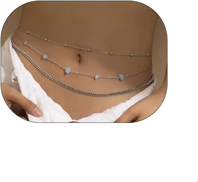 Belly Chains for Waist Layered Waist Chain for Women Sexy Boho Beaded Evil Eye Pearl Sequin Bikini Chains Prom Waist Jewelry Beach Body Accessories