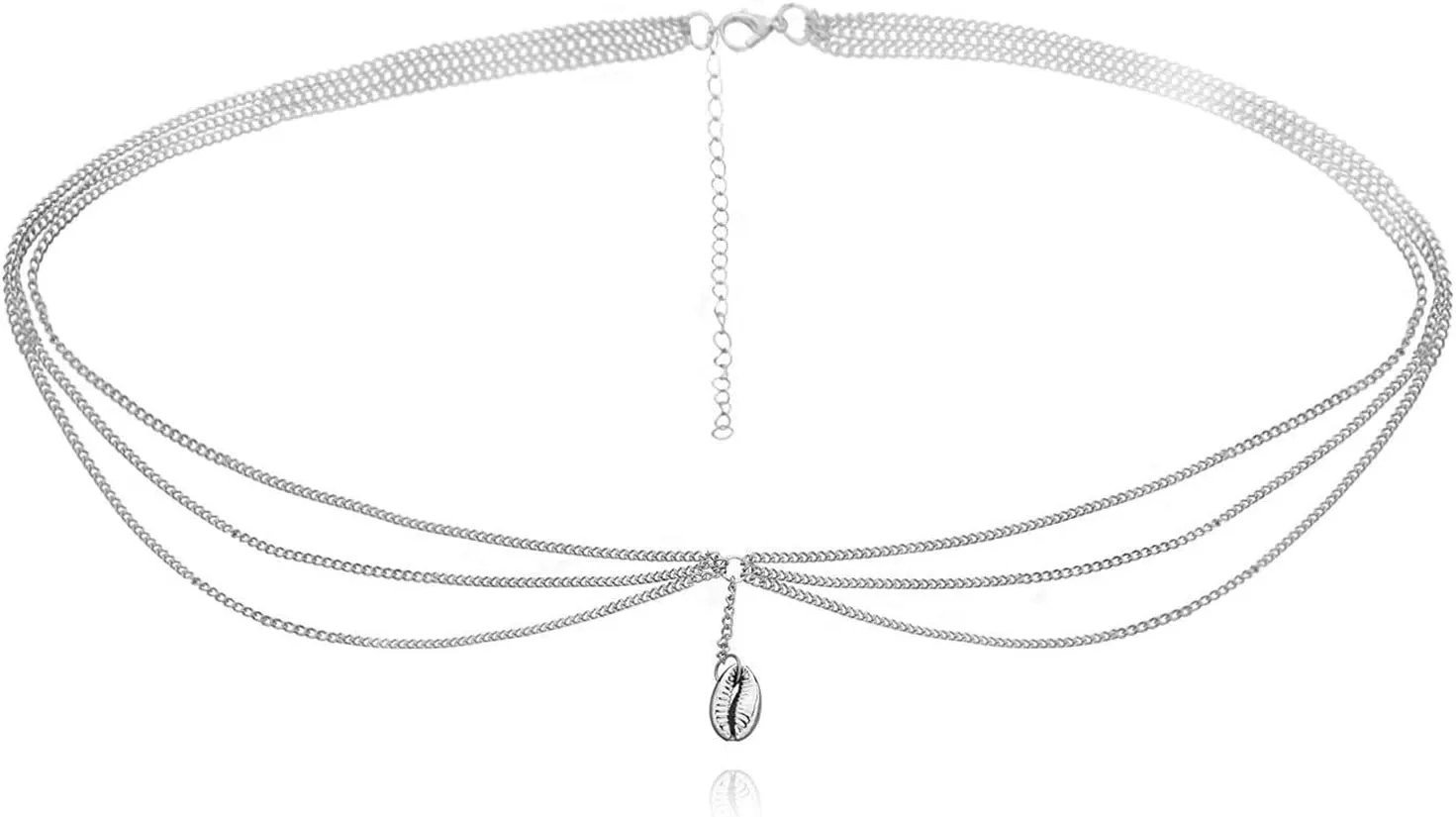 Belly Waist Chain Belt, Pendant Shell Adjustable Body Jewelry for Women Bikini, Silver/Gold Gothic Body Chain